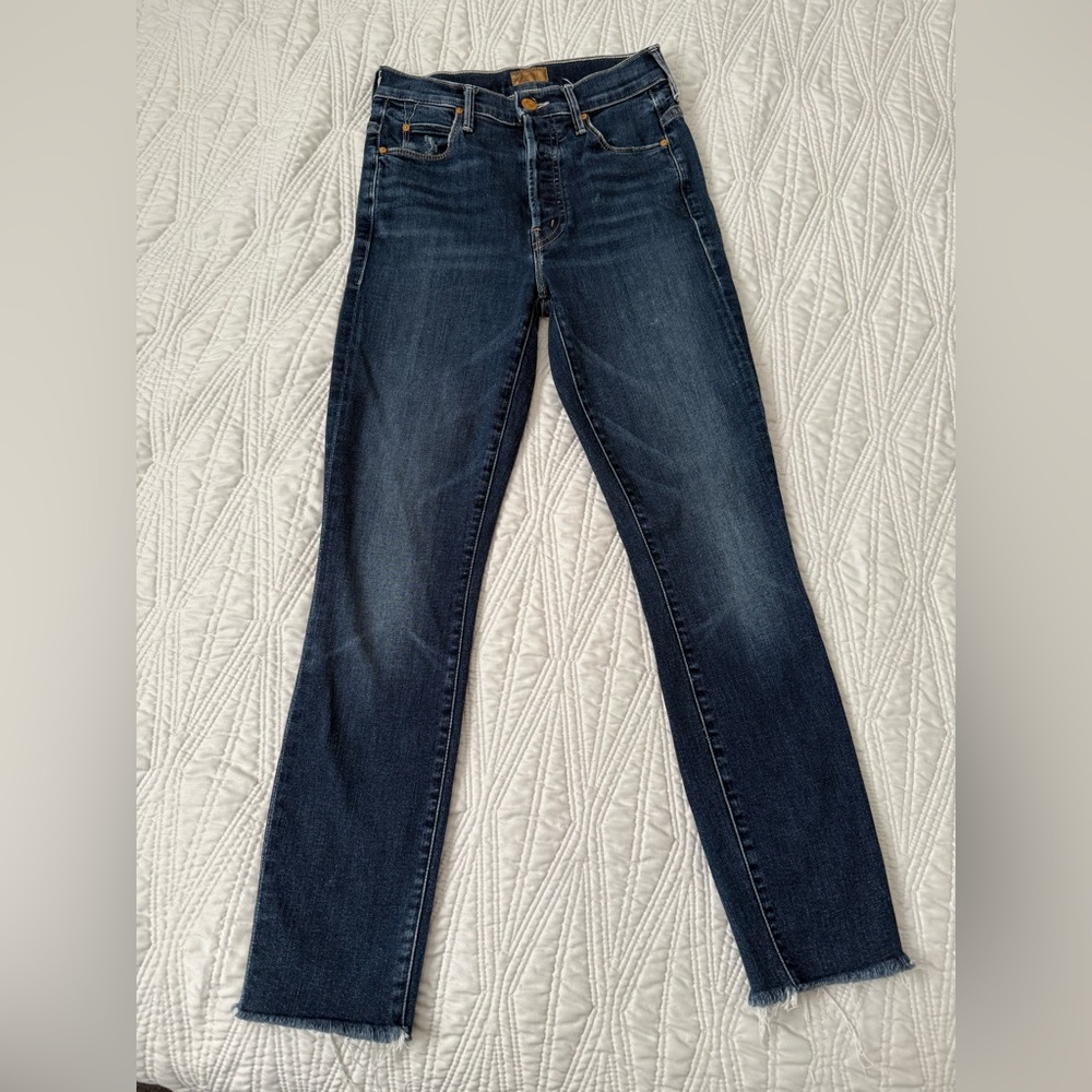 MOTHER Dark Blue Ankle Crop Jeans